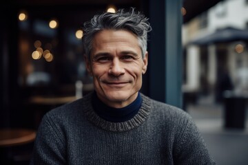 Obraz premium Portrait of a handsome middle-aged man with grey hair.
