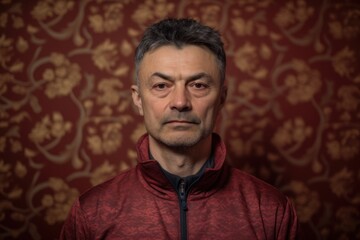 Obraz premium Portrait of a middle-aged man in a red T-shirt