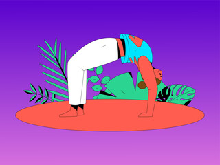 Practicing yoga for physical and mental health flat vector character concept operation hand drawn illustration
