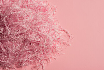 Fototapeta premium pink trend color with textile texture on pink background close up 