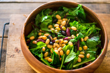 葉物野菜と豆のサラダ