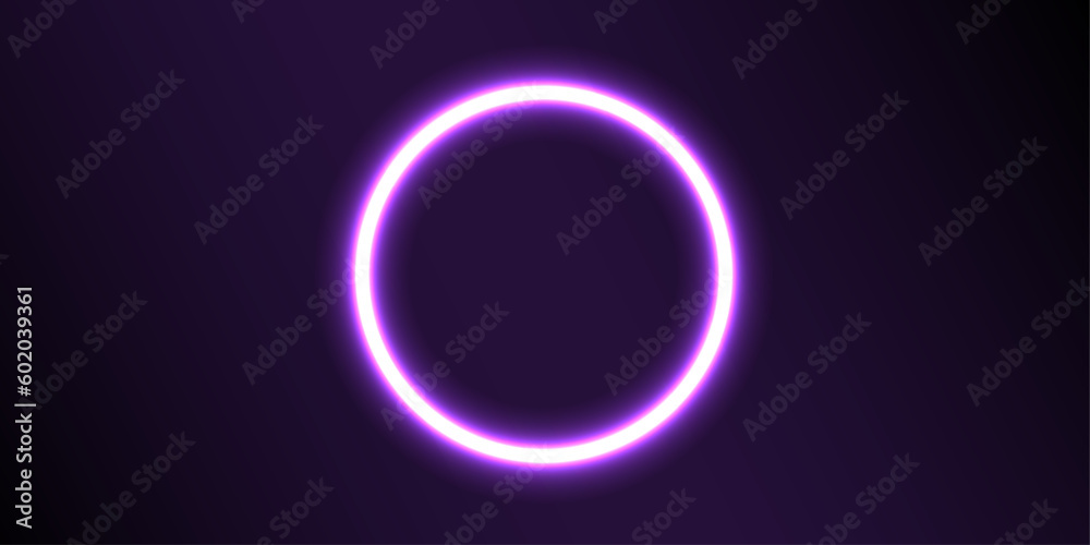 Aufkleber Vector abstract circle neon light line round frame colorful purple isolated on black background. Technology modern concept.