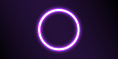 Vector abstract circle neon light line round frame colorful purple isolated on black background. Technology modern concept.