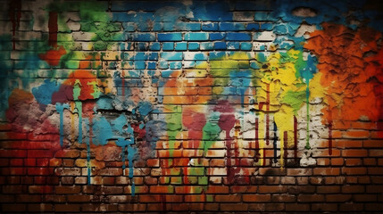 Fototapeta na wymiar Colorful Grunge Art Wall Illustration