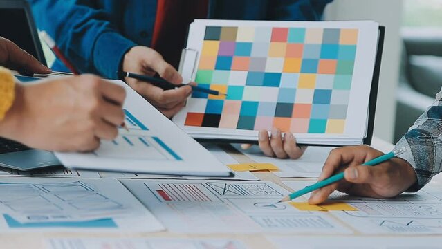 Website designer Creative planning application development draft sketch drawing template layout framework wireframe design studio . User experience concept .