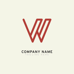Letter W logotype Monoline style, simple and elegant W logo, Retro theme - Vector