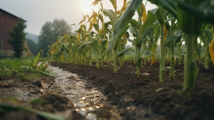 Plants growing, modern greenhouse, precision agriculture, protection, green world, sustainability, sustainable growth, renewable energy, regenerative agriculture, pollution control, generative ai