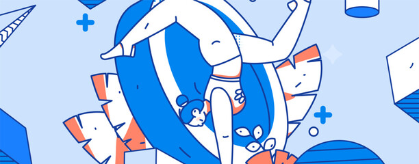 Practicing yoga for physical and mental health flat vector character concept operation hand drawn illustration
