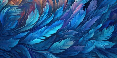 Fototapeta na wymiar AI Generated. AI Generative. Photo realistic illustration of blue soft feathers. Pattern background texture romantic cozy vibe. Graphic Art Illustration