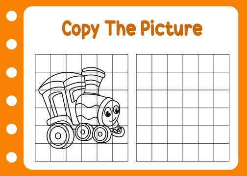 copy the picture cute train. kids fun game