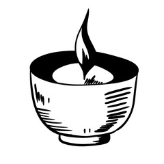 Burning aroma candle line art