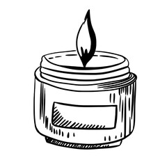 Burning aroma candle line art