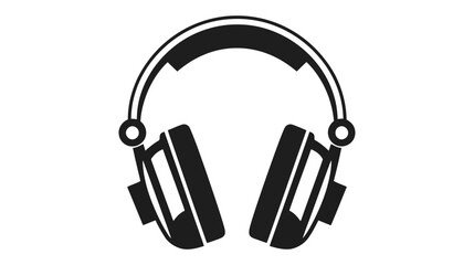 Vector headphones icon. Black symbol silhouette isolated on modern gradient background