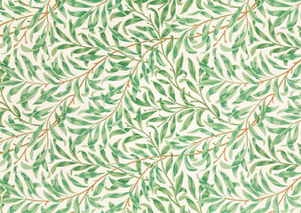 Naklejka na ściany i meble Eucalyptus leaves seamless pattern. Floral vector background