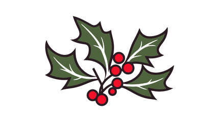 Celebration decorations flat line icon. Mistletoe symbol. Outline sign for mobile concept and web design, store