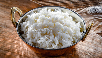 A bowl of freshly cooked basmati rice