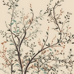 Small Twigs Floral Pattern. Generative AI