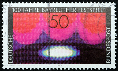 Postage stamp Germany 1976 modern stage, Bayreuth Festival, centenary