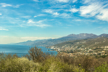 Naklejka na ściany i meble Landscape mountain view impressions along the highway between Rijeka and Split, Croatia, in early spring