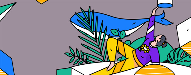 Practicing yoga for physical and mental health flat vector character concept operation hand drawn illustration
