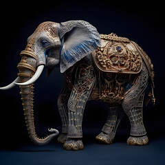 Obraz premium Skeleton elephant multicolored. AI generated