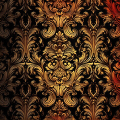 Seamless Damask Pattern Design. Generative AI