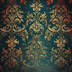 Seamless Damask Pattern Design. Generative AI