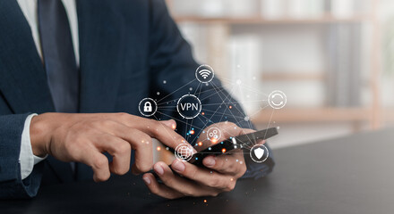 VPN Virtual private network protocol cyber ​​security and anonymous internet privacy connection technology.