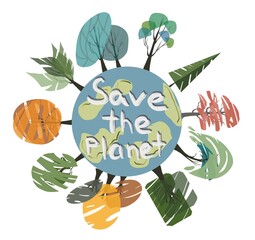 stylized trees on the planet, world environment day 