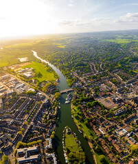 Aerial view of Caversham, a suburb of Reading, England, located directly north of the town centre across the River Thames