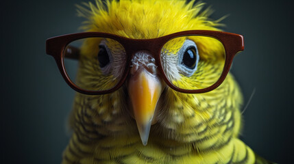 The Spectacled Aviator: A Budgie Rocking Glasses. Generative AI