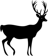 deer silhouette vector | vector illustration of a beautiful deer  | Black and white deer svg Mascot 