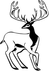 A beautiful big horns deer walking vector illustration | Silhouette of a black deer svg