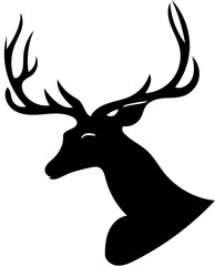 Graceful black  deer head silhouette vector on a white background | vector illustration of a deer