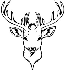 A beautiful deer head silhouette | Black and white vector illustration of a deer, Mascot 