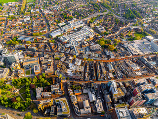 Fototapeta premium Aerial view of Reading, a large town on the Thames and Kennet rivers in southern England