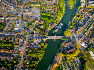 Aerial view of Caversham, a suburb of Reading, England, located directly north of the town centre...