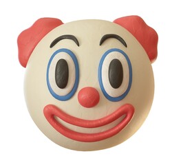 Naklejka premium clown emoji isolated on white background. 3d rendering illustration. plasticine emoji in cute cartoon style