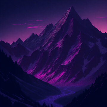 In violett getauchter majästetischer Berg
