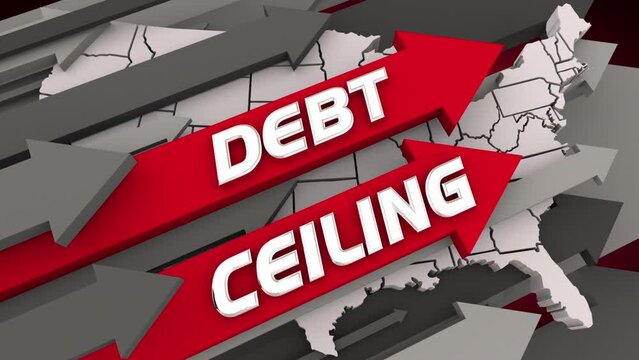 Debt Ceiling Limit United States America USA Map Budget Spending Crisis Arrows 3d Animation