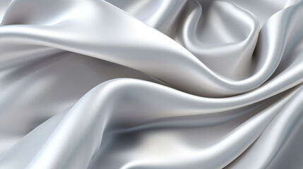 White silk satin fabric texture background with sweeping ripples and folds. A.I. generated.
