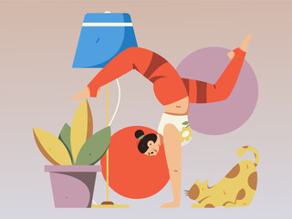 Practicing yoga for physical and mental health flat vector character concept operation hand drawn illustration
