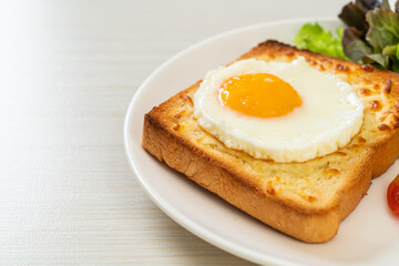 bread toasted with cheese and fried egg