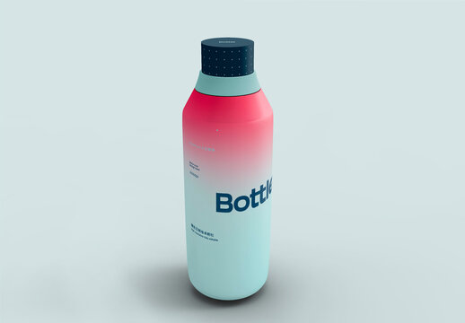 3d Shiny Aluminium Bottle Mockup