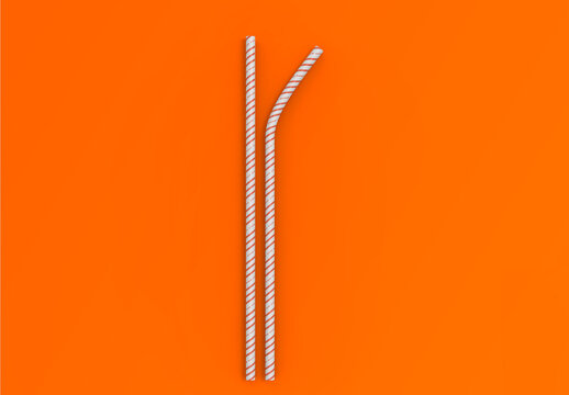 3d Two Straw Mockup