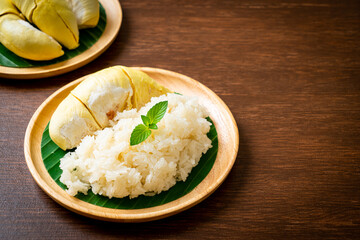 Durian sticky rice on plate