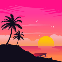 Fototapeta na wymiar Beach sunset landscape
