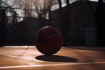"Sunny Basketball Game with Ball"