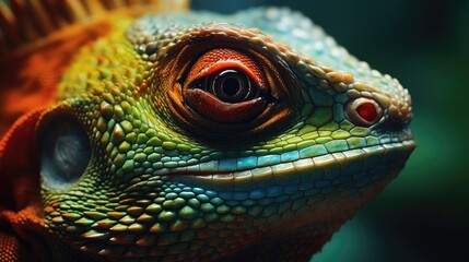 Fototapeta premium Green Iguana close up , Animal,Generative, AI, Illustration.
