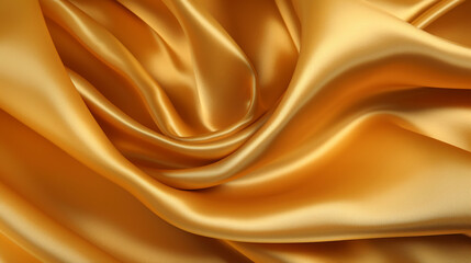 Obraz premium Gold silk satin fabric texture background with sweeping ripples and folds. A.I. generated. 